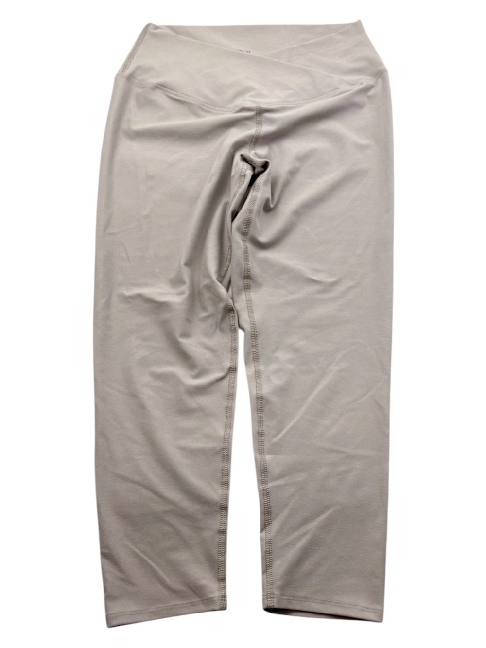 EVCR Crossover Waist Leggings Womens L Beige Cropped High Rise Yoga Athletic